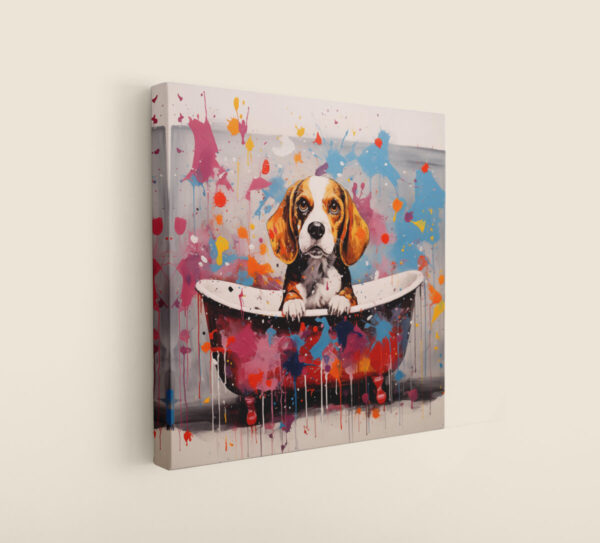 Beagle in Tub CANVAS ART | Dog Canvas Art, Artful Canvas Art, Gifted Dog Art, Colorful Beagle Art, Canvas Artful Wallart