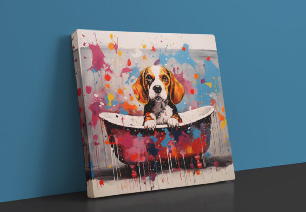 Beagle in Tub CANVAS ART | Dog Canvas Art, Artful Canvas Art, Gifted Dog Art, Colorful Beagle Art, Canvas Artful Wallart - Image 6