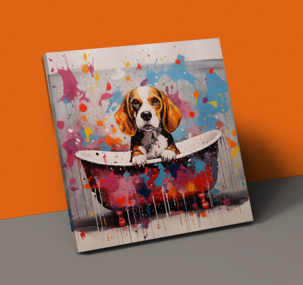 Beagle in Tub CANVAS ART | Dog Canvas Art, Artful Canvas Art, Gifted Dog Art, Colorful Beagle Art, Canvas Artful Wallart - Image 7