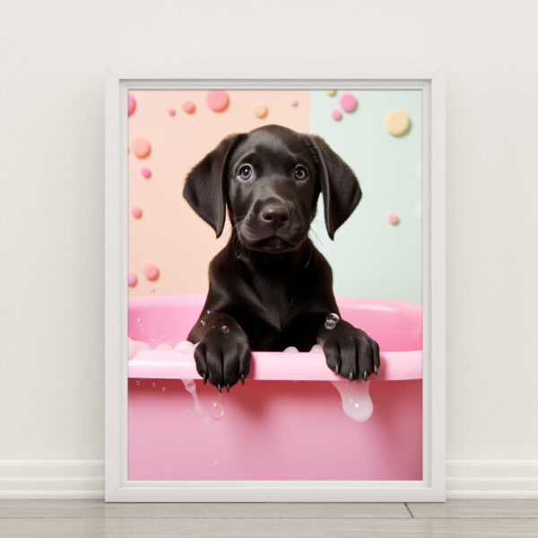 Black Labrador Retriever in a Bathtub, INSTANT DOWNLOADS, Labrador Wall Art, Bathroom Dog Art, Bathroom Decor, Dog Art