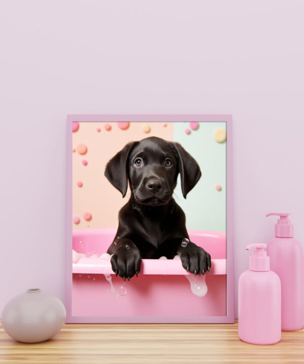 Black Labrador Retriever in a Bathtub, INSTANT DOWNLOADS, Labrador Wall Art, Bathroom Dog Art, Bathroom Decor, Dog Art - Image 2