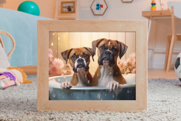 Boxers in a Bathtub, INSTANT DOWNLOADS, Boxers Wall Art, Bathroom Dog Art, Bathroom Decor, Dog Art - Image 3