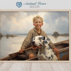 Dog Oil Painting, Boy and His Dog,