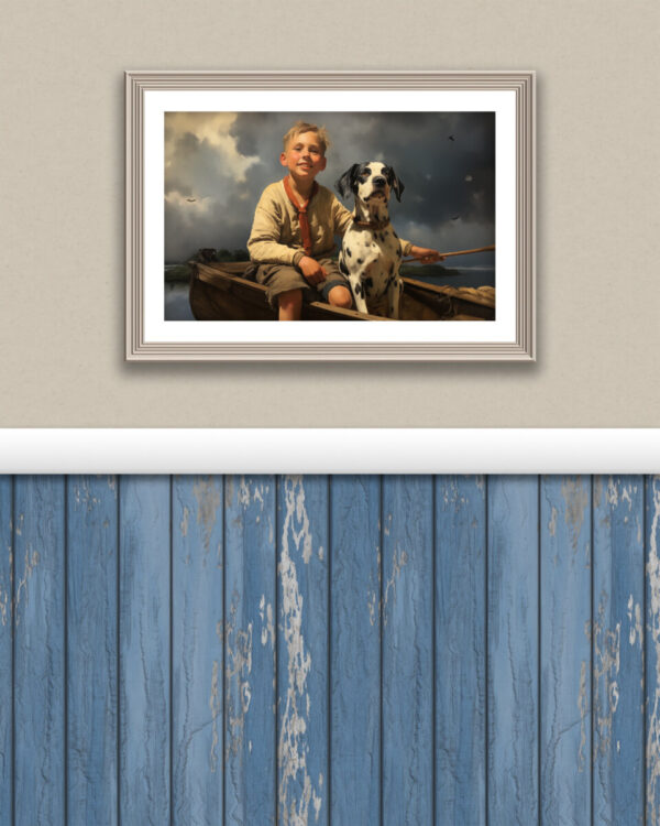 Dog Oil Painting, Boy and His Dog,