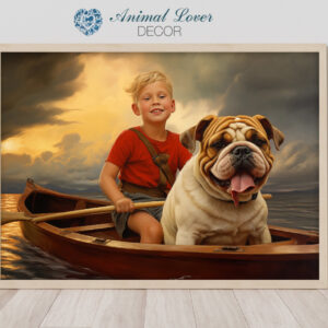 Dog Oil Painting, Boy and His Dog,