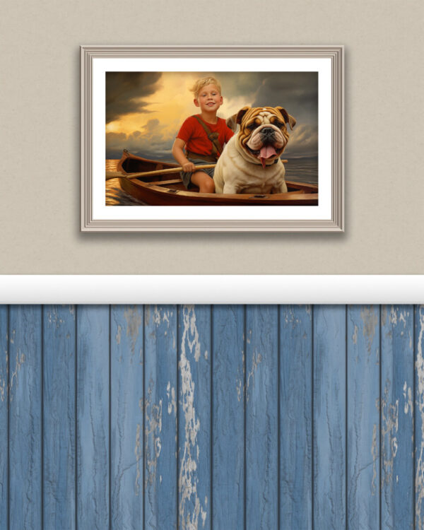 Dog Oil Painting, Boy and His Dog,