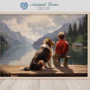 Dog Oil Painting, Boy and His Dog,