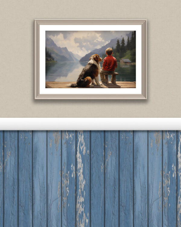 Dog Oil Painting, Boy and His Dog,