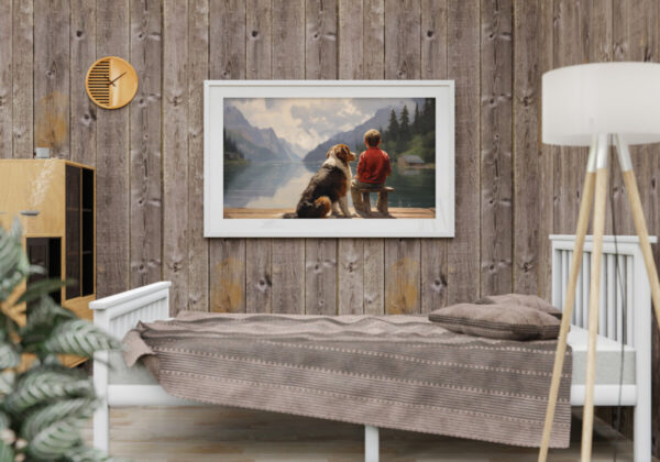 Dog Oil Painting, Boy and His Dog,