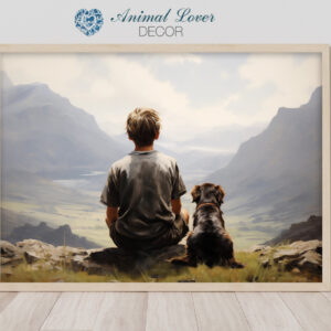 Dog Oil Painting, Boy and His Dog,