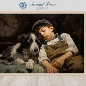 Boy and Dog Wall Art, Bedroom Art, Nursery Art