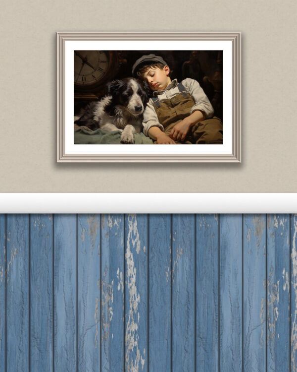 Boy and Dog Wall Art, Bedroom Art, Nursery Art