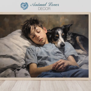 Boy and Dog Wall Art, Bedroom Art, Nursery Art