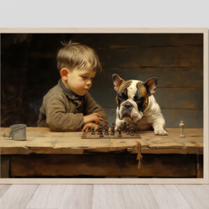 Boy and Dog Wall Art, Bedroom Art, Nursery Art