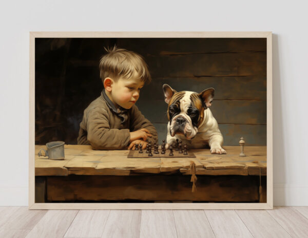 Boy and Dog Wall Art, Bedroom Art, Nursery Art