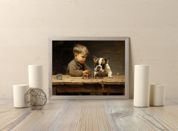 Boy and Dog Wall Art, Bedroom Art, Nursery Art