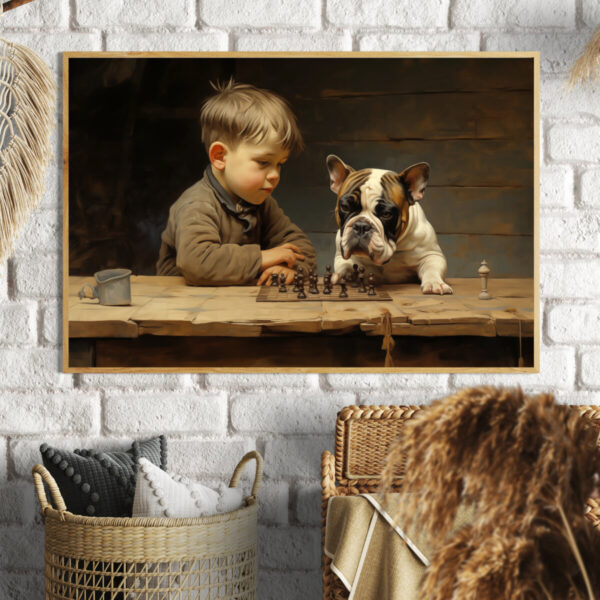 Boy and Dog Wall Art, Bedroom Art, Nursery Art