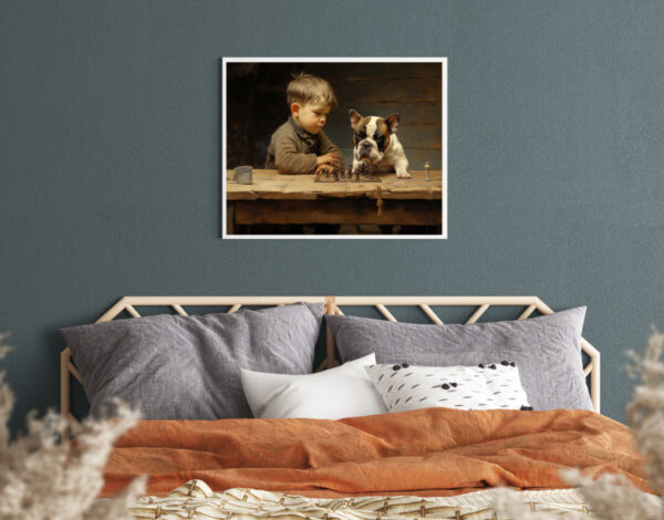 Boy and Dog Wall Art, Bedroom Art, Nursery Art