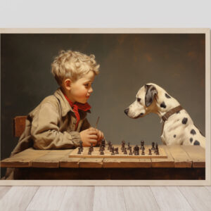 Boy and Dog Wall Art, Bedroom Art, Nursery Art