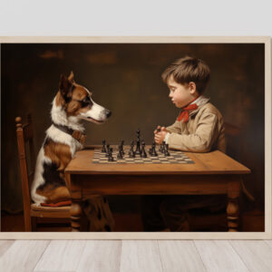 Boy and Dog Wall Art, Bedroom Art, Nursery Art