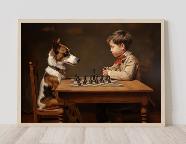 Boy and Dog Wall Art, Bedroom Art, Nursery Art