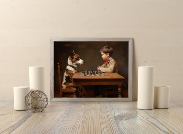 Boy and Dog Wall Art, Bedroom Art, Nursery Art