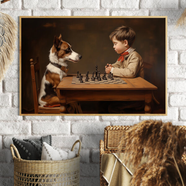 Boy and Dog Wall Art, Bedroom Art, Nursery Art