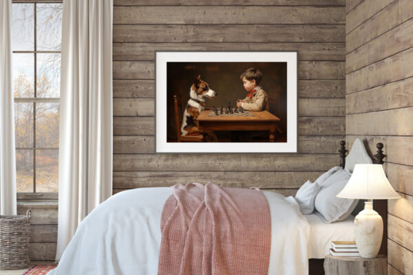 Boy and Dog Wall Art, Bedroom Art, Nursery Art