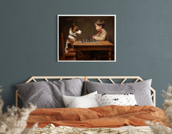 Boy and Dog Wall Art, Bedroom Art, Nursery Art