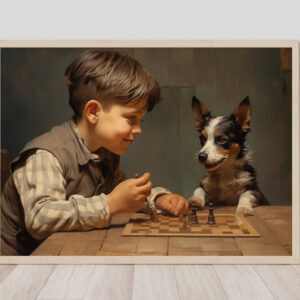 Boy and Dog Wall Art, Bedroom Art, Nursery Art