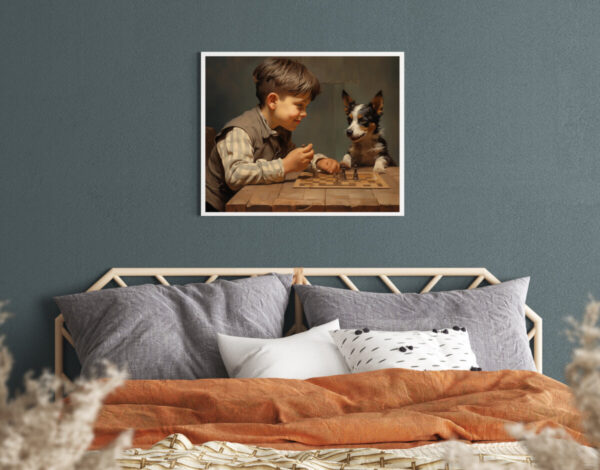 Boy and Dog Wall Art, Bedroom Art, Nursery Art