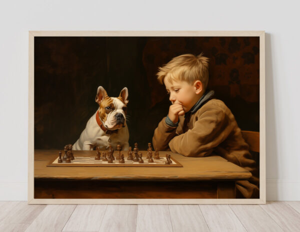 Boy and Dog Wall Art, Bedroom Art, Nursery Art