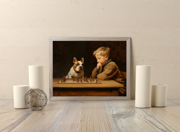 Boy and Dog Wall Art, Bedroom Art, Nursery Art