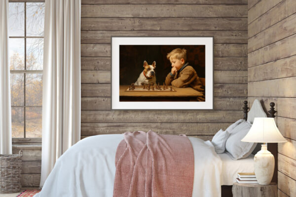 Boy and Dog Wall Art, Bedroom Art, Nursery Art