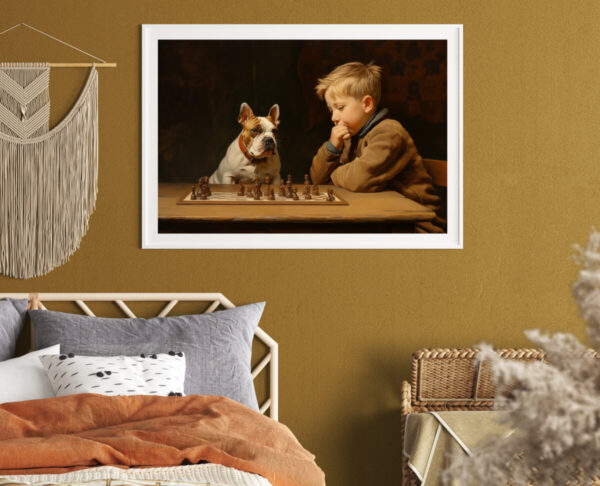 Boy and Dog Wall Art, Bedroom Art, Nursery Art