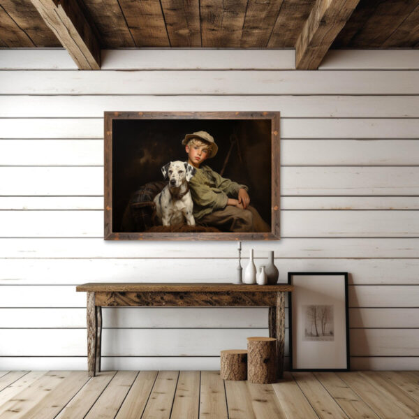 Boy and Dog Wall Art, Bedroom Art,