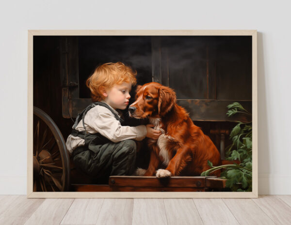 Boy and Dog Wall Art, Nursery Art