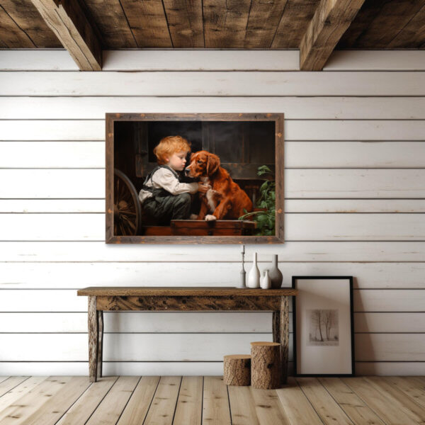 Boy and Dog Wall Art, Nursery Art