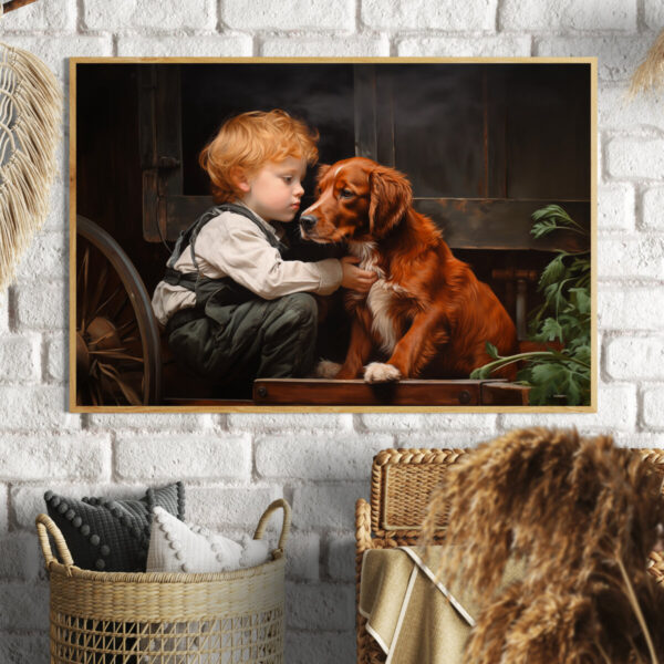 Boy and Dog Wall Art, Nursery Art