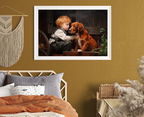 Boy and Dog Wall Art, Nursery Art