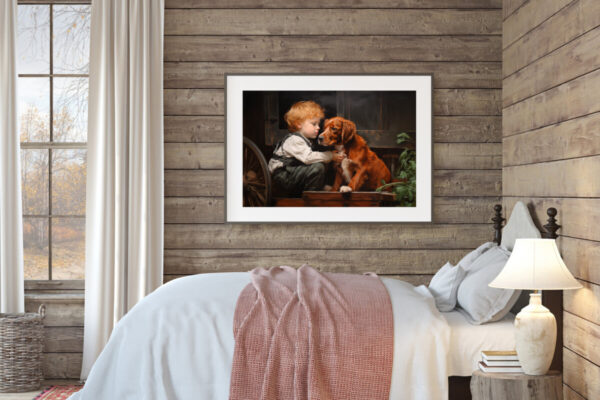 Boy and Dog Wall Art, Nursery Art