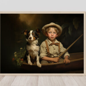 Boy and Dog Wall Art, Bedroom Art, Nursery Art