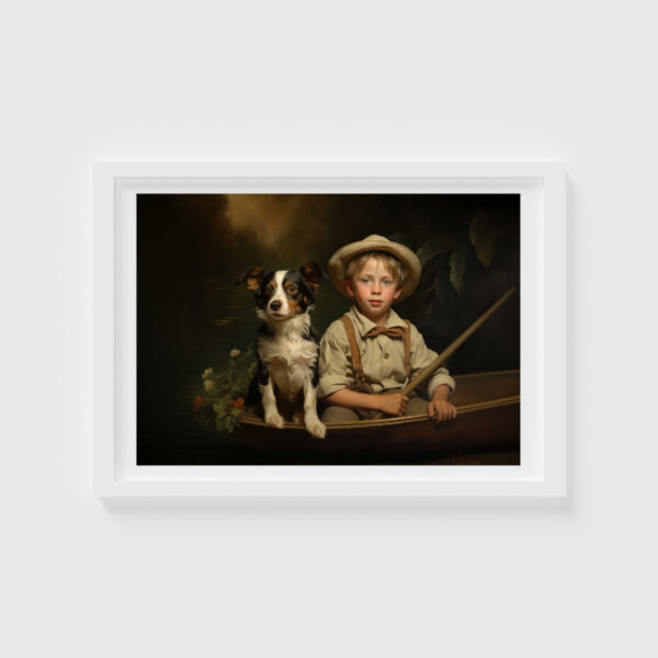 Boy and Dog Wall Art, Bedroom Art, Nursery Art