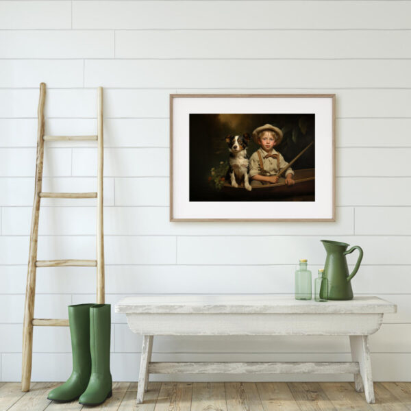 Boy and Dog Wall Art, Bedroom Art, Nursery Art