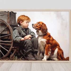 Boy and Dog Wall Art, Nursery Art