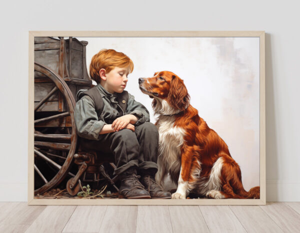 Boy and Dog Wall Art, Nursery Art