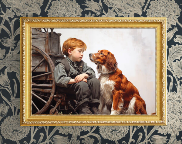 Boy and Dog Wall Art, Nursery Art