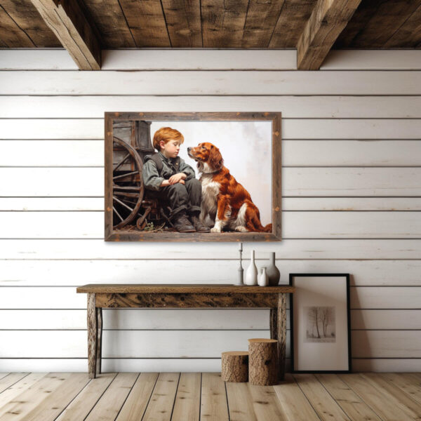 Boy and Dog Wall Art, Nursery Art