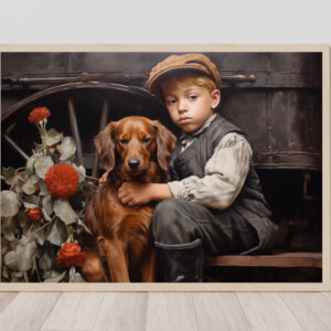 Boy and Dog Wall Art, Nursery Art