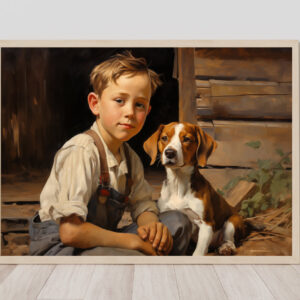 Boy and Dog Wall Art, Nursery Art